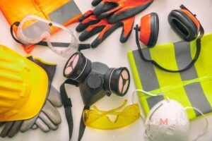 Safety gear during demolition project