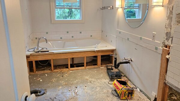 bathroom teardown with protection