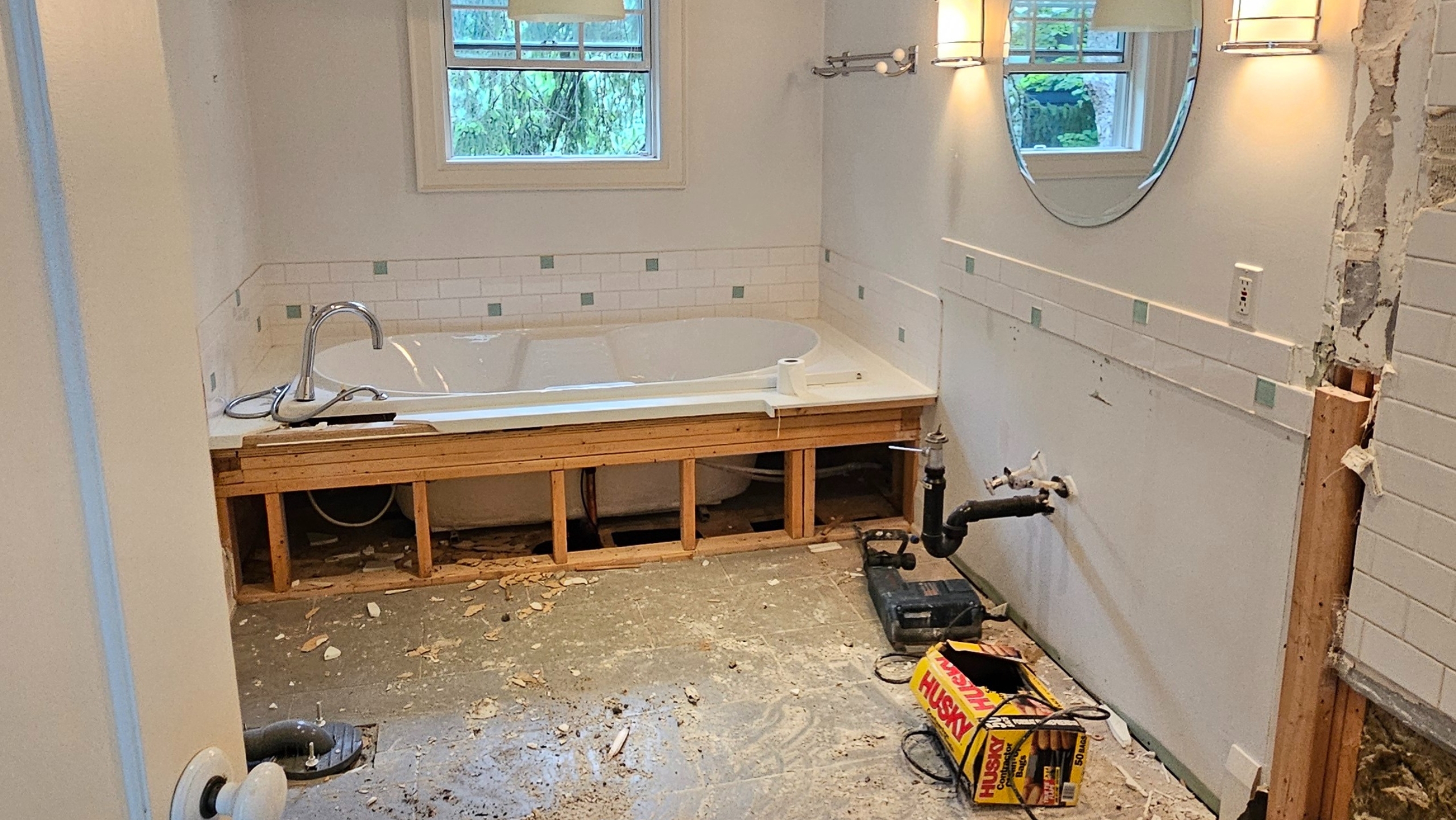 bathroom teardown with protection