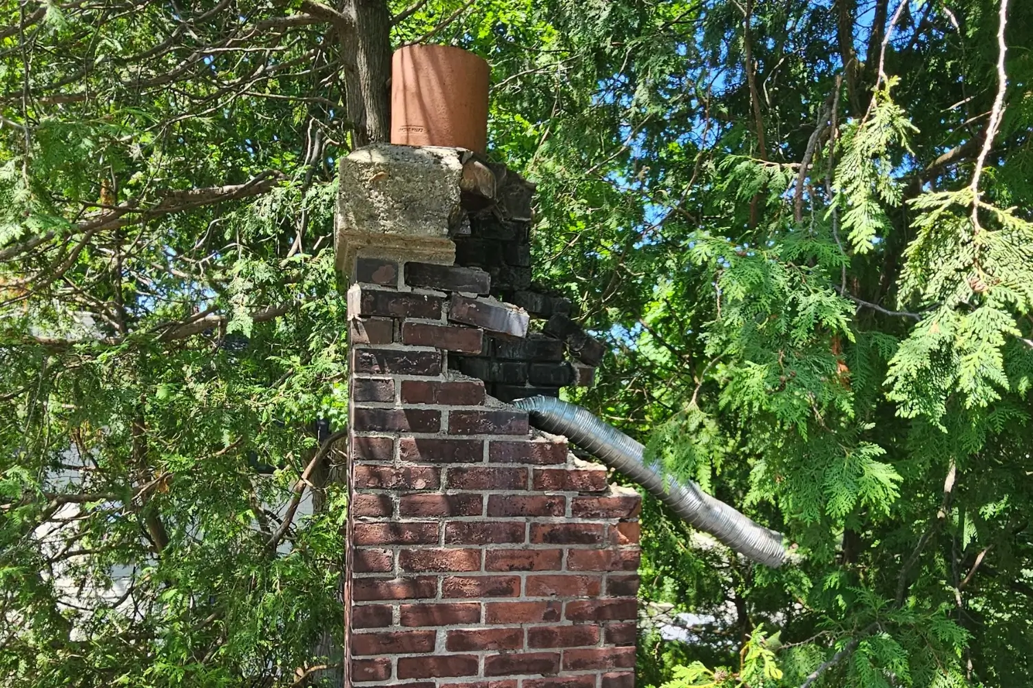 demolishing a chimney