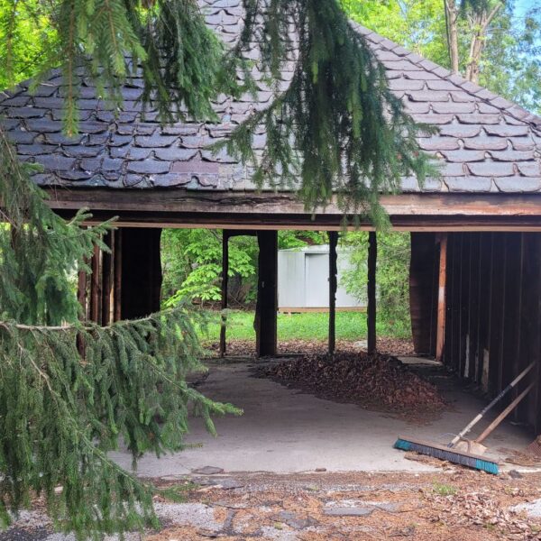 old wooden outbuilding removal