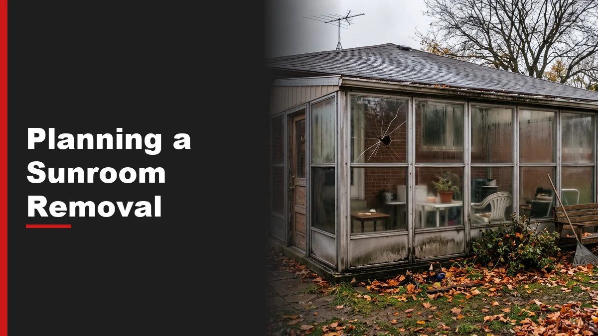 Aging glass sunroom addition on the back of a GTA house